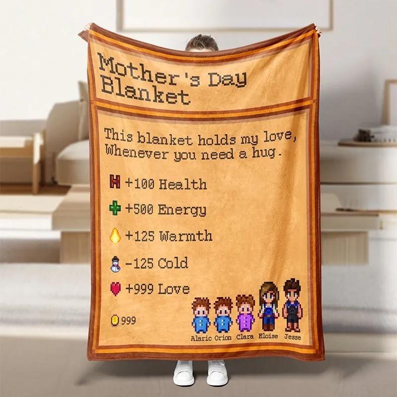 Custom Vintage Pixel Family Mothers Day Gift Blanket