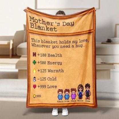 Custom Vintage Pixel Family Mothers Day Gift Blanket
