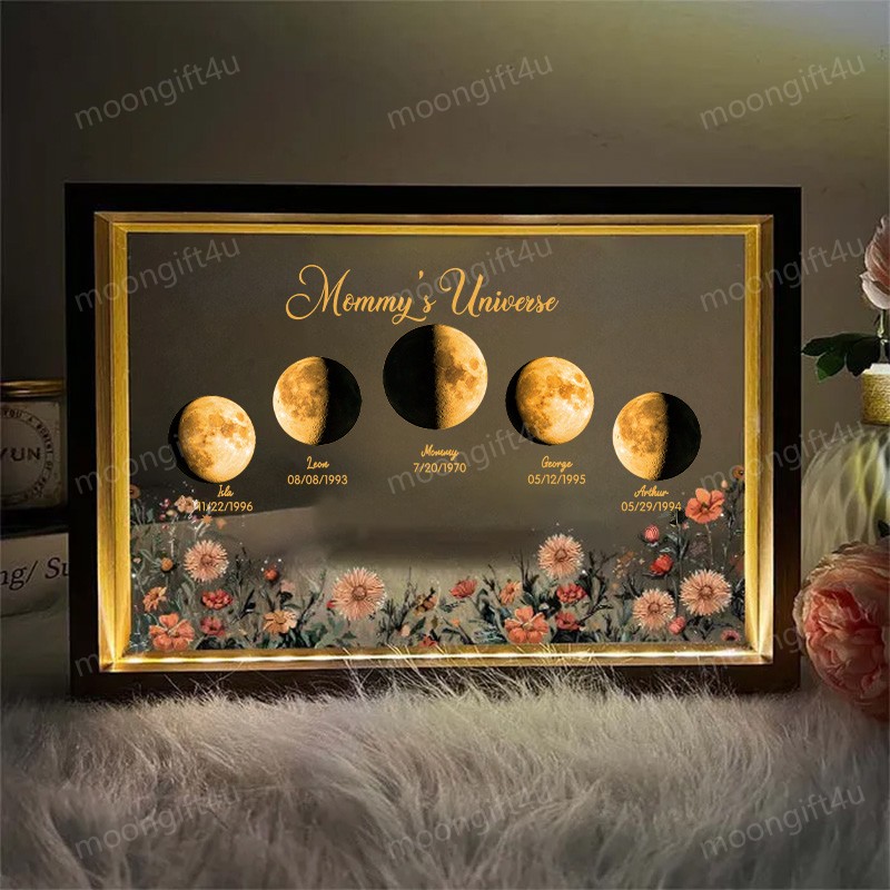 Custom Moon Phase Led light frame with text and date⭐️
