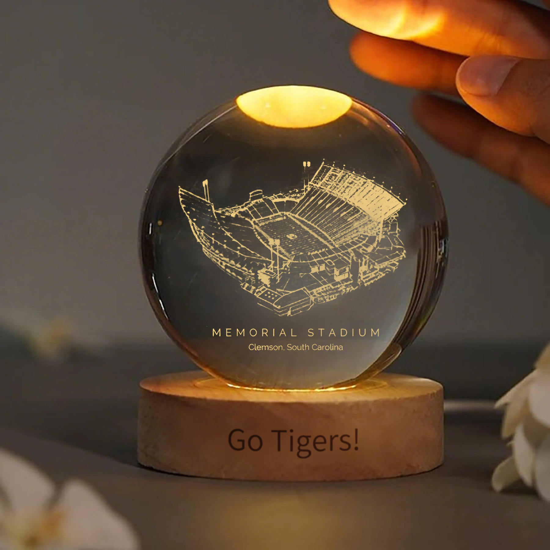 Memorial Stadium (Clemson) 3D Spherical Crystal Ball Lamp