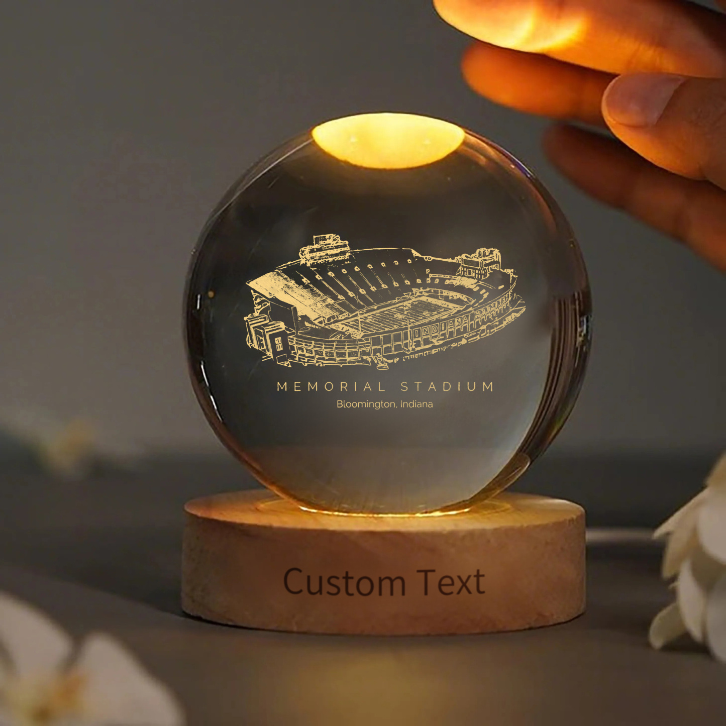 Memorial Stadium (Indiana) 3D Spherical Crystal Ball Lamp