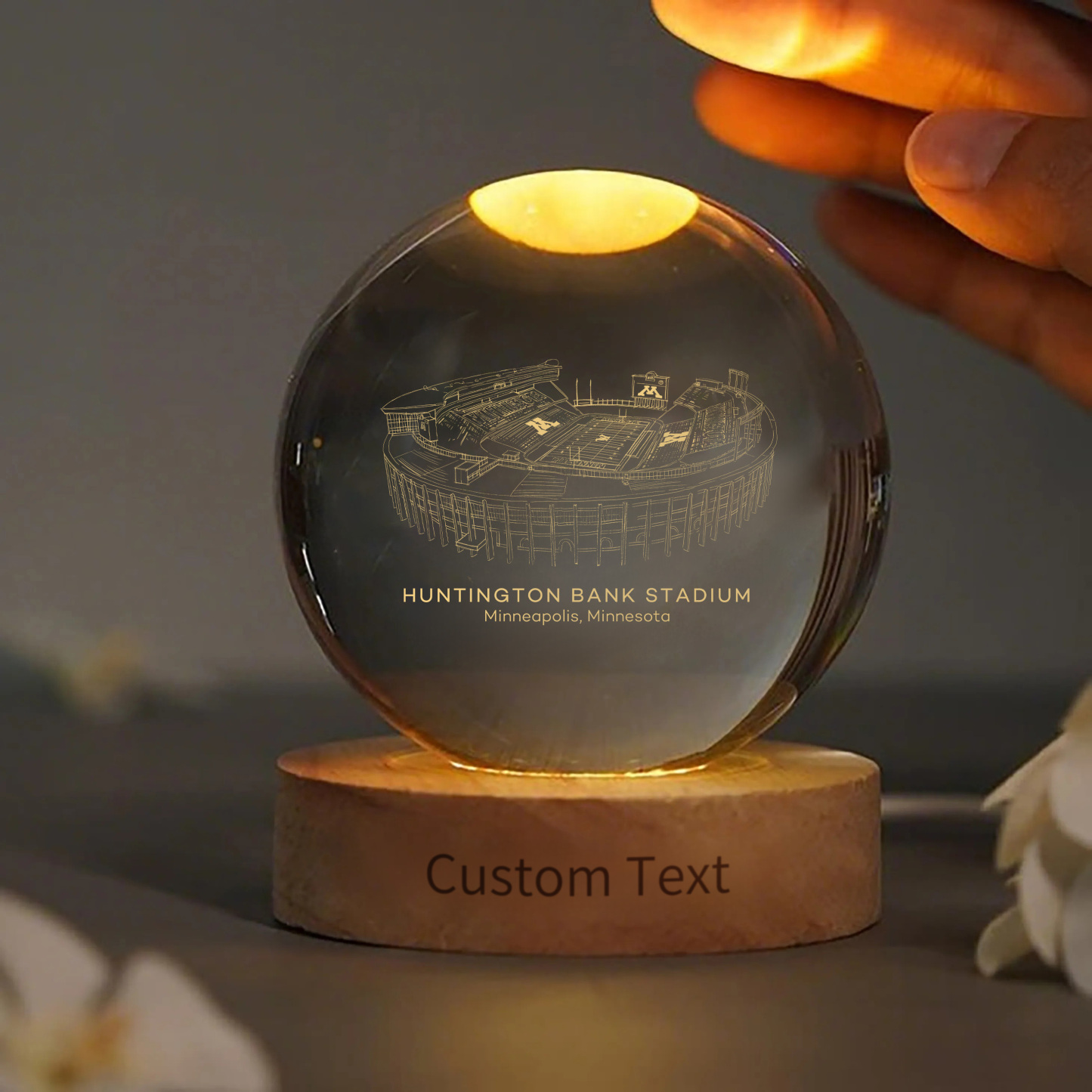 Huntington Bank Stadium 3D Spherical Crystal Ball Lamp