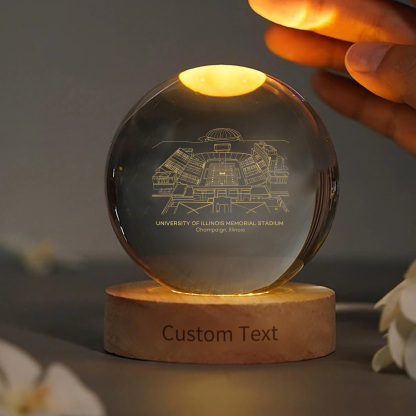 University of Illinois Memorial Stadium 3D Spherical Crystal Ball Lamp