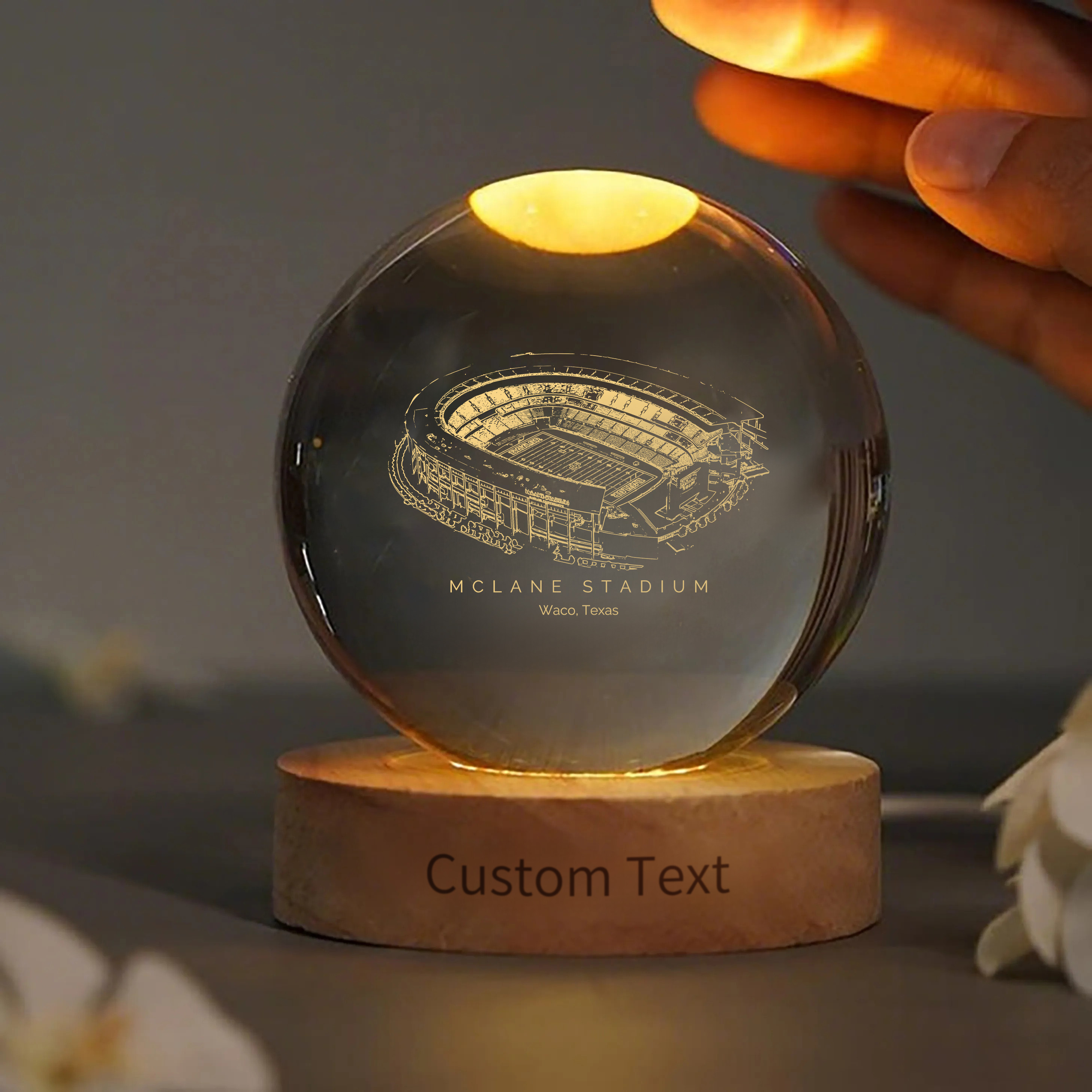 McLane Stadium 3D Spherical Crystal Ball Lamp