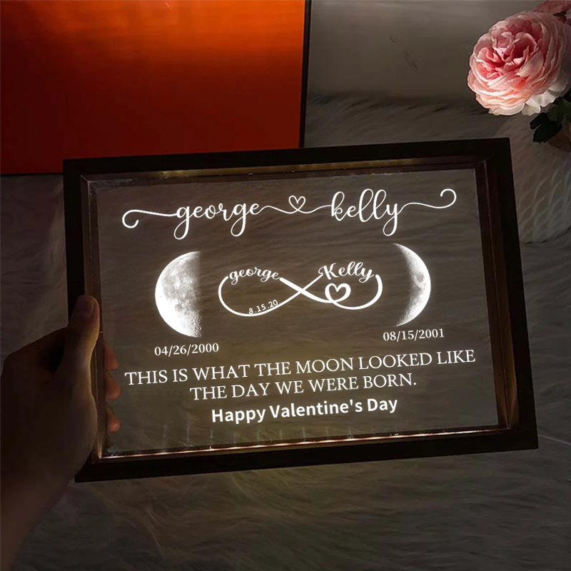 Personalized Night Light with Moon Phase, Couple Gifts, The Night We Met, Custom Moon Phase Light, Acrylic Night Light, Anniversary Gifts