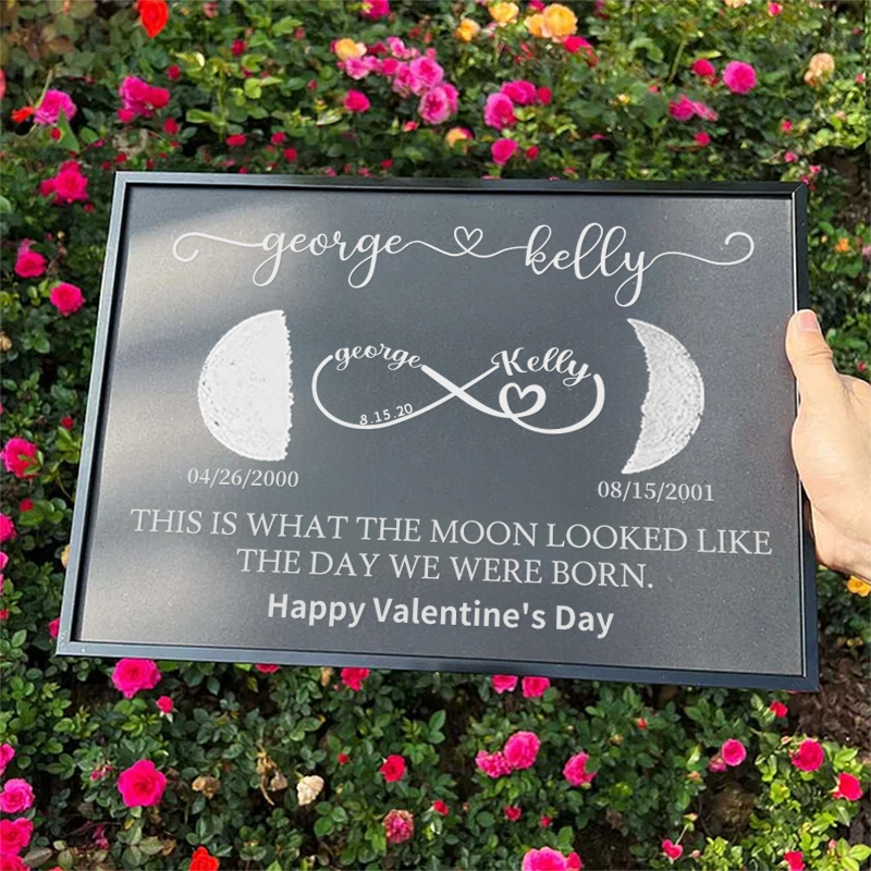 Custom Moon Phase Frame With Text & Date- Custom Art Frame for Mom - Mommy's Universe