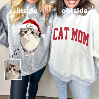 Custom Dog Mom Pet Christmas Mock Neck Reversible Sweatshirt