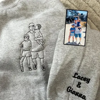 Custom outlined embroidered photo portrait sweatshirt gift for papà, papá, pai