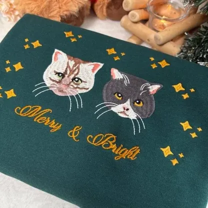 Custom Embroidered Pet Face Sweatshirt Hoodie with Star Pattern