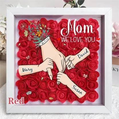 Family Love Blooms Forever – Custom Mum & Grandma Flower Shadow Box with Names