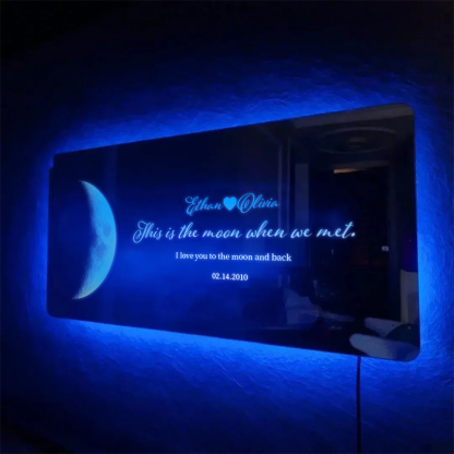 Custom Couple Anniversary Moon Phase Mirror Light - Romantic Valentine's Day Gift