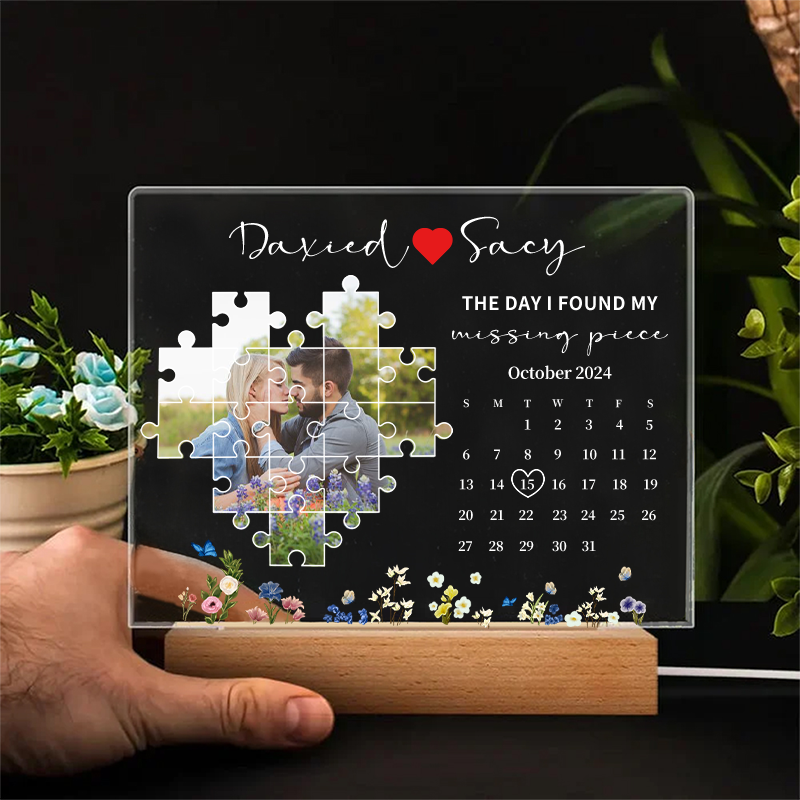 The Day I Found My Missing Piece Light Frame Personalized Gift