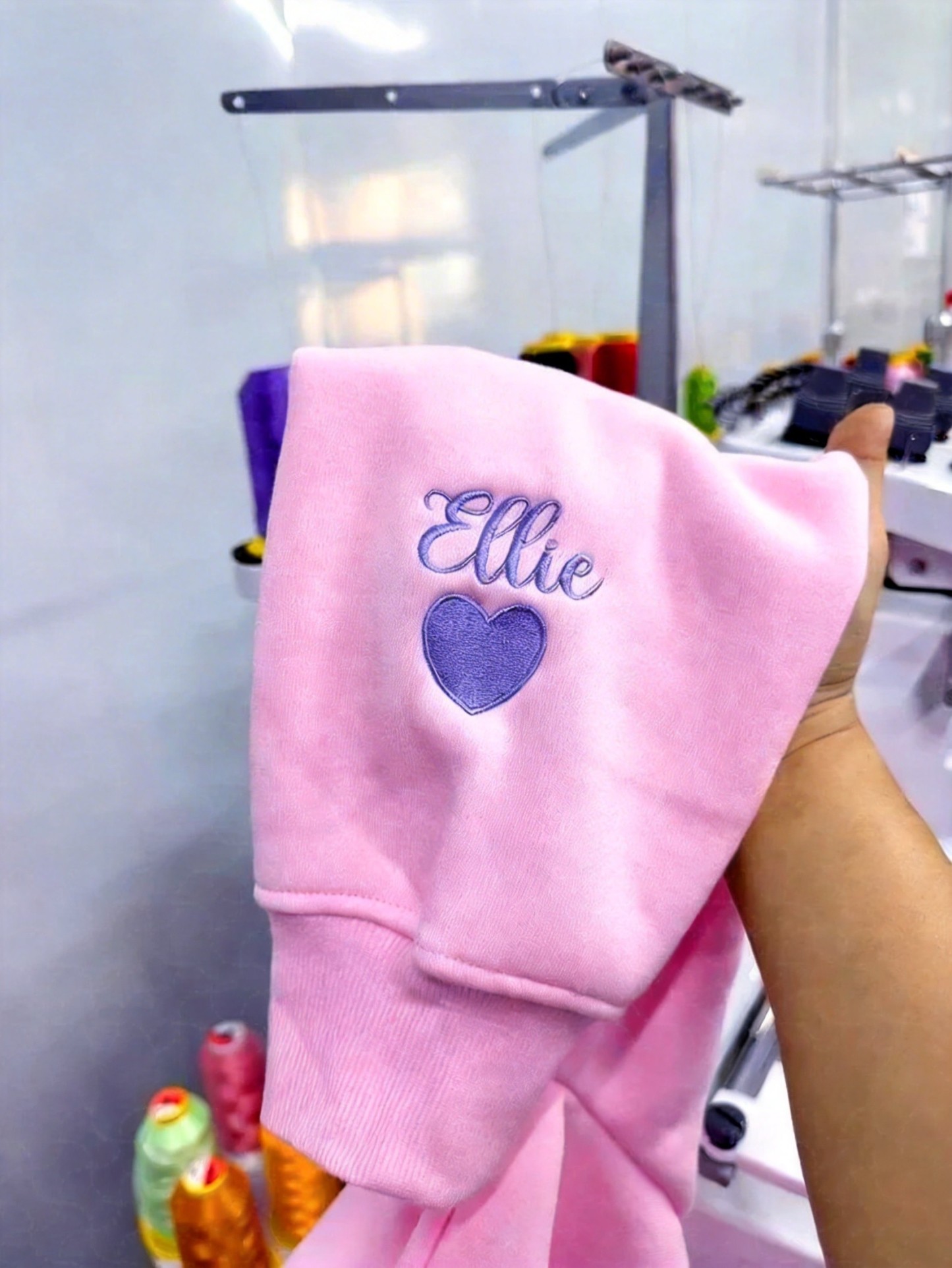 Personalized Chenille Yarn Embroidered Mama Sweatshirt, Custom Kids Names on Sleeve Gift Mother’s Day 