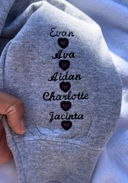 Mom Heart on Sleeve Custom Embroidered  Sequined Sweatshirt，T-Shirt – Gift for Mom & Nana