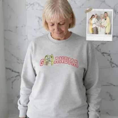 Customized Mum Mom Mother-Child Photo Mother's Day Embroidered Sweatshirt
