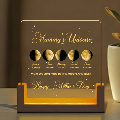 Mom's Sky Custom Real Moon Phase Led Light Frame