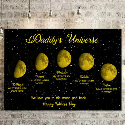 Personalized "We love you to the moon and back"  Wooden Name Family Tree Frame, Custom Last Name Sign for Dad, Fathers' Day Unique Gift for Dad