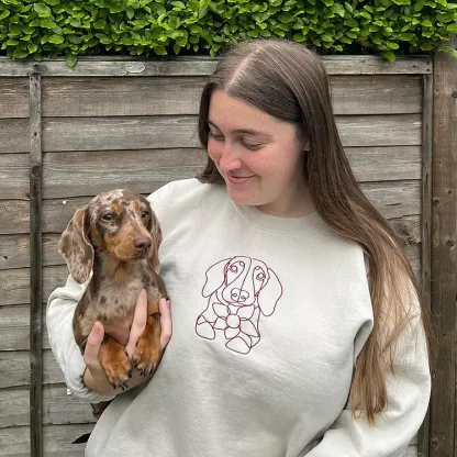 Custom Embroidered Hoodie,Pet Face Sketch Embroidery-forlovever