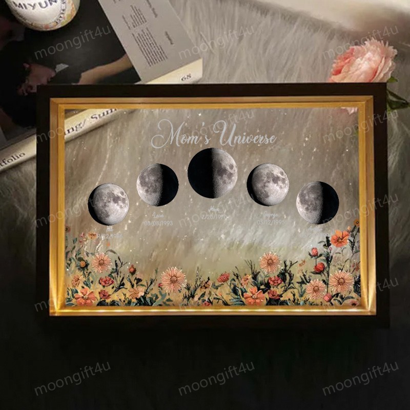 Custom Moon Phase Led light frame with text and date⭐️