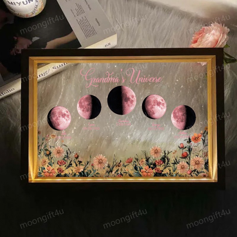 Custom Moon Phase Led light frame with text and date⭐️