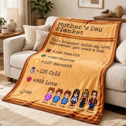 Custom Vintage Pixel Family Mothers Day Gift Blanket
