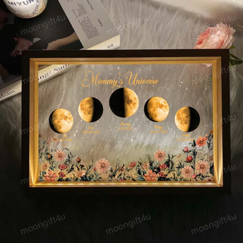 Custom Moon Phase Led light frame with text and date⭐️