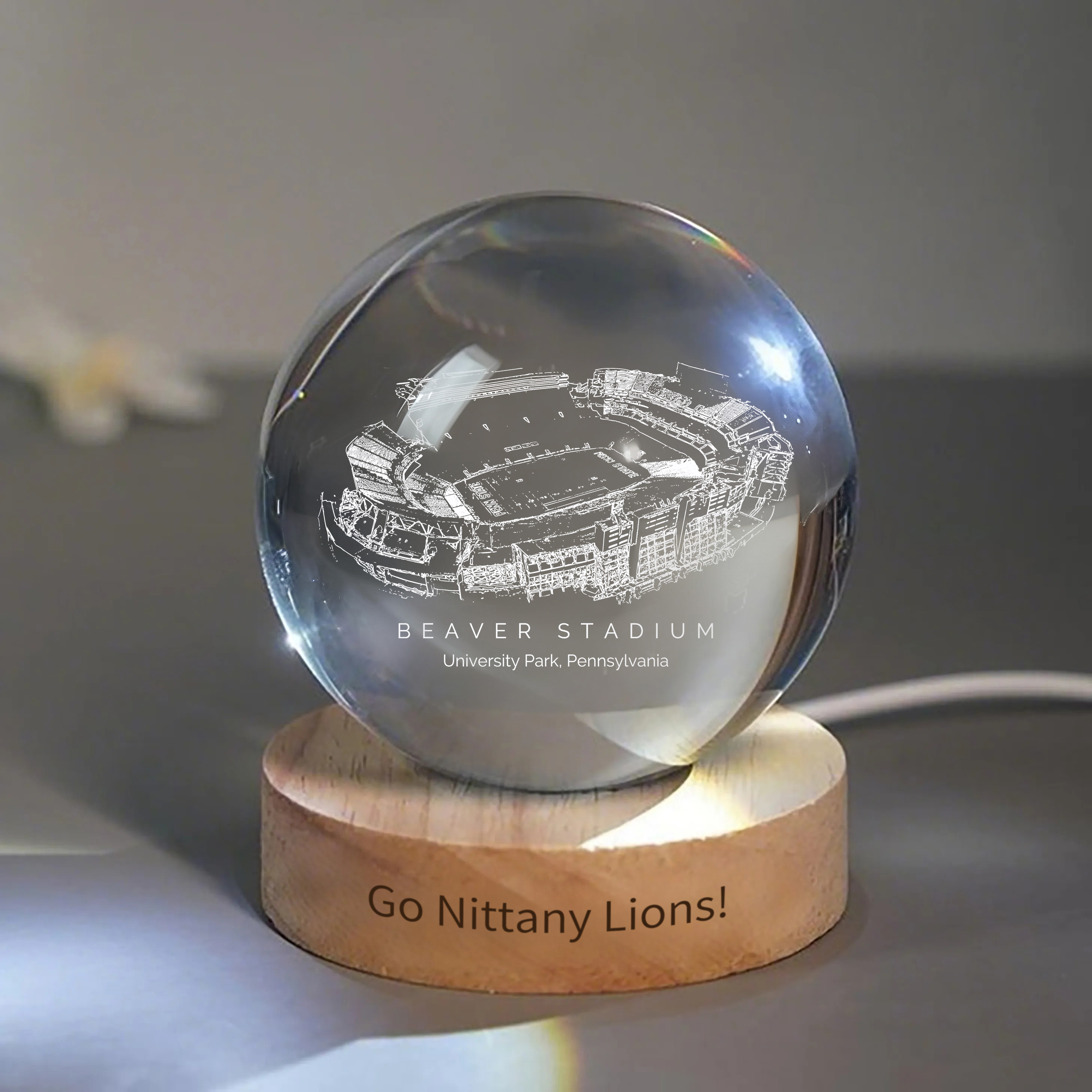 Beaver Stadium 3D Spherical Crystal Ball Lamp