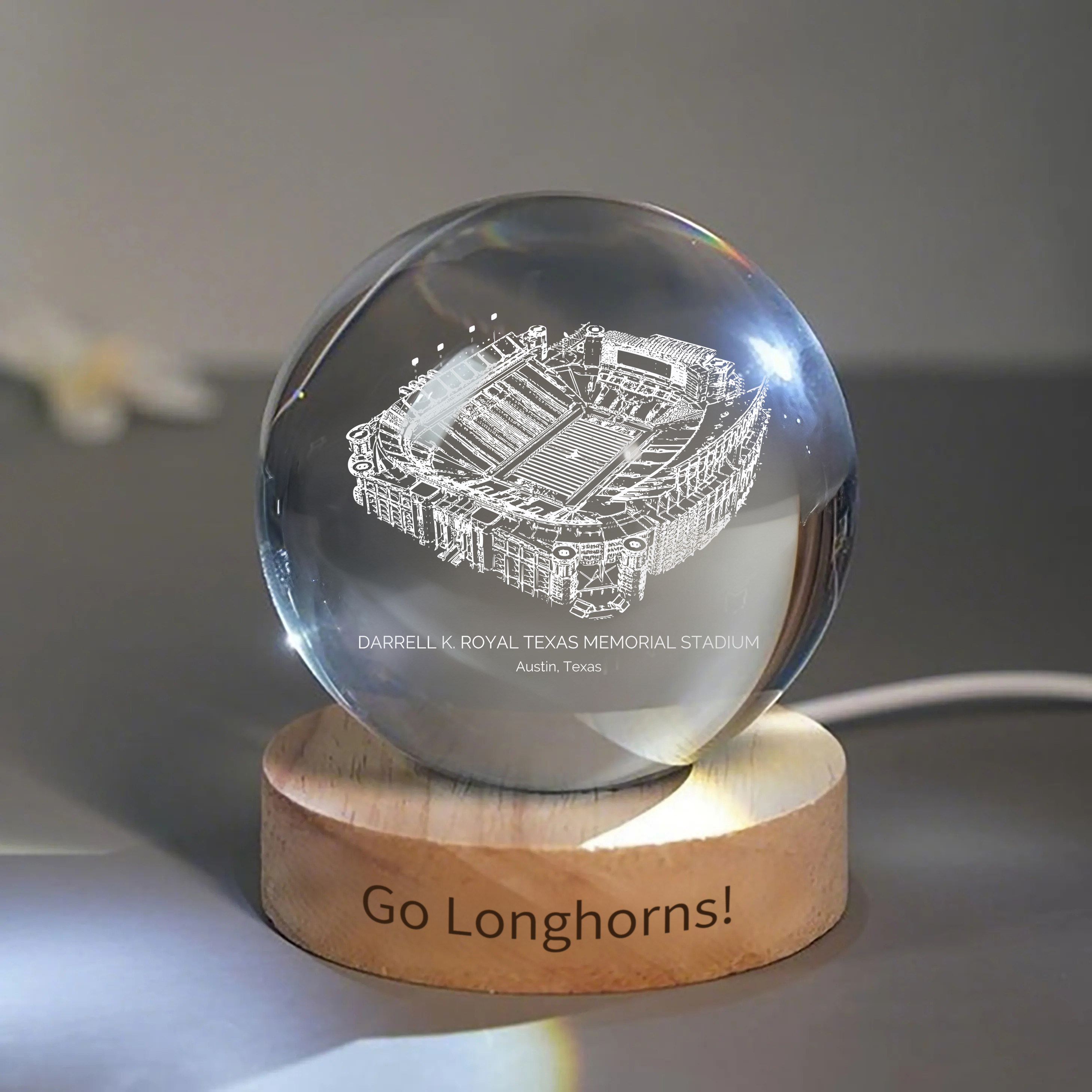 Darrell K Royal-Texas Memorial Stadium 3D Spherical Crystal Ball Lamp