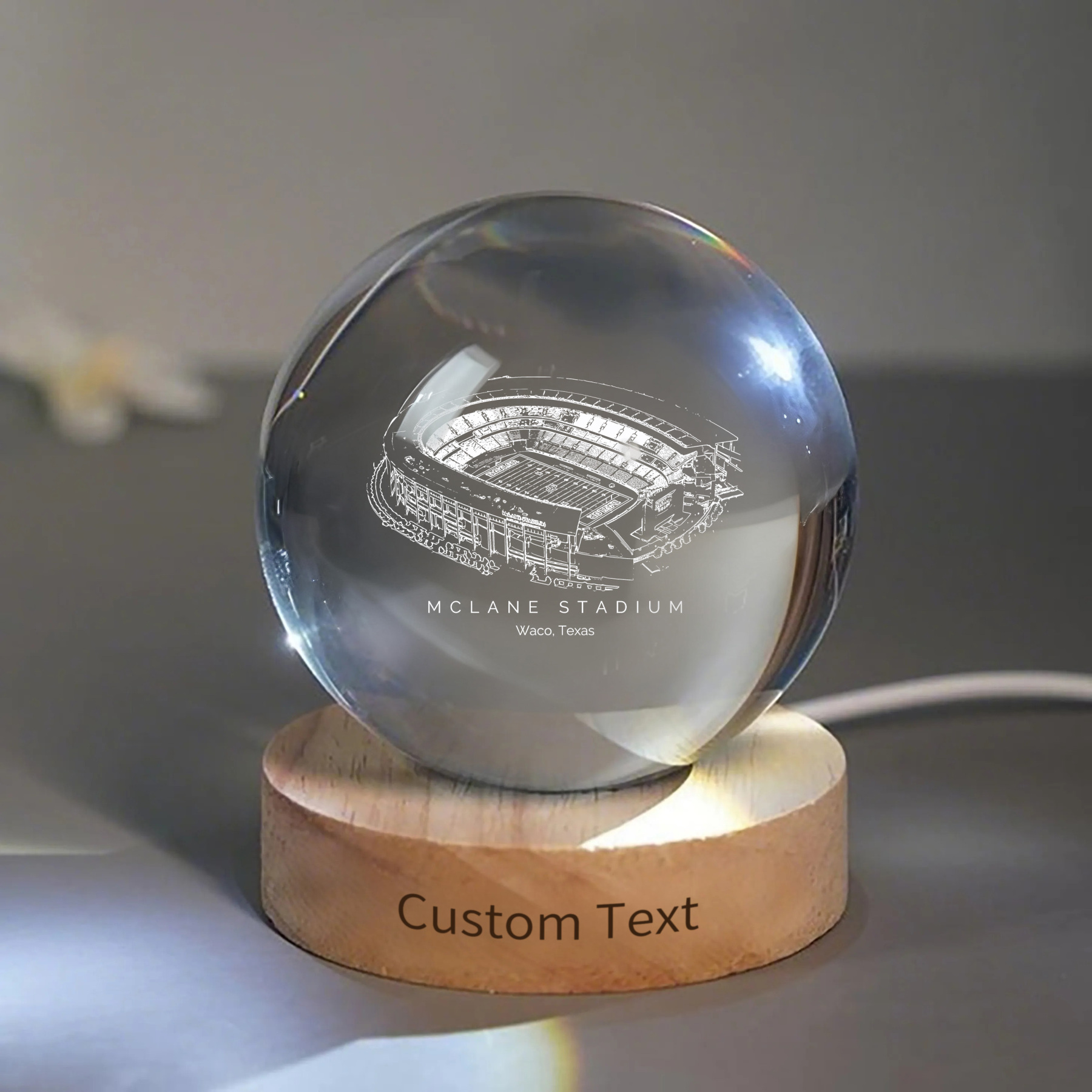 McLane Stadium 3D Spherical Crystal Ball Lamp