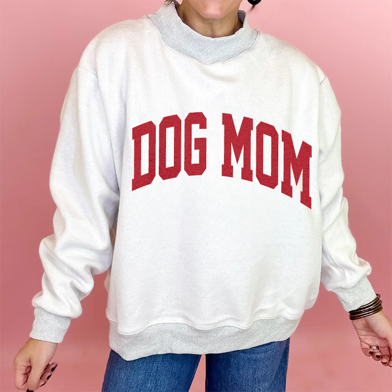 Custom Dog Mom Pet Christmas Mock Neck Reversible Sweatshirt - Personalized Dog/Cat Santa Hat Graphic Sweatshirt 