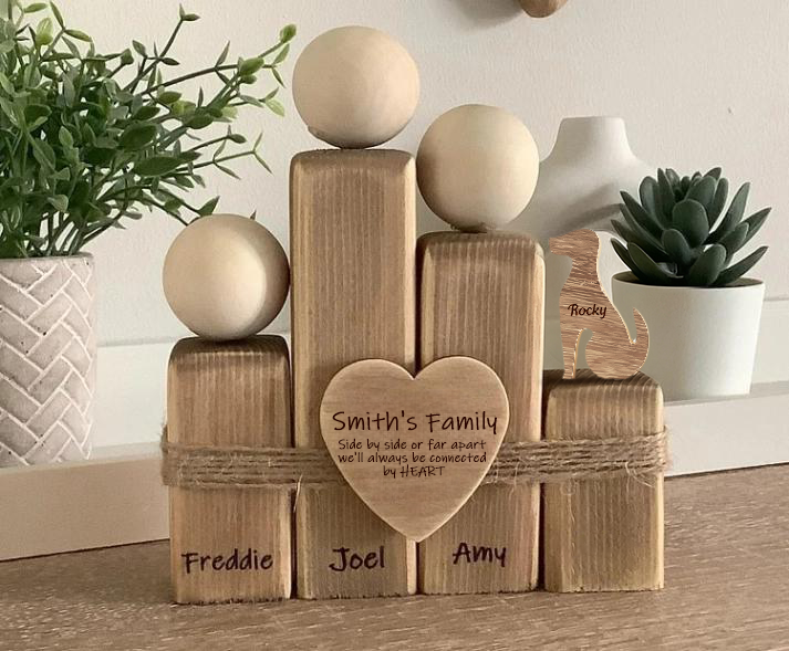 Custom Pet Family Handmade Wooden Ornament, Gift for family