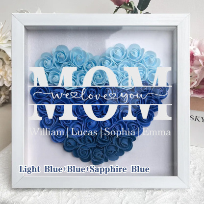 Mum/Grandma We Love You - Personalized Heart Shaped Flower Shadow Box