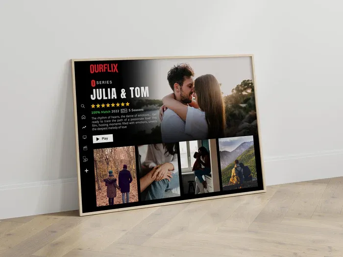 Custom Valentine Movie Photo Frame with Your Love Story