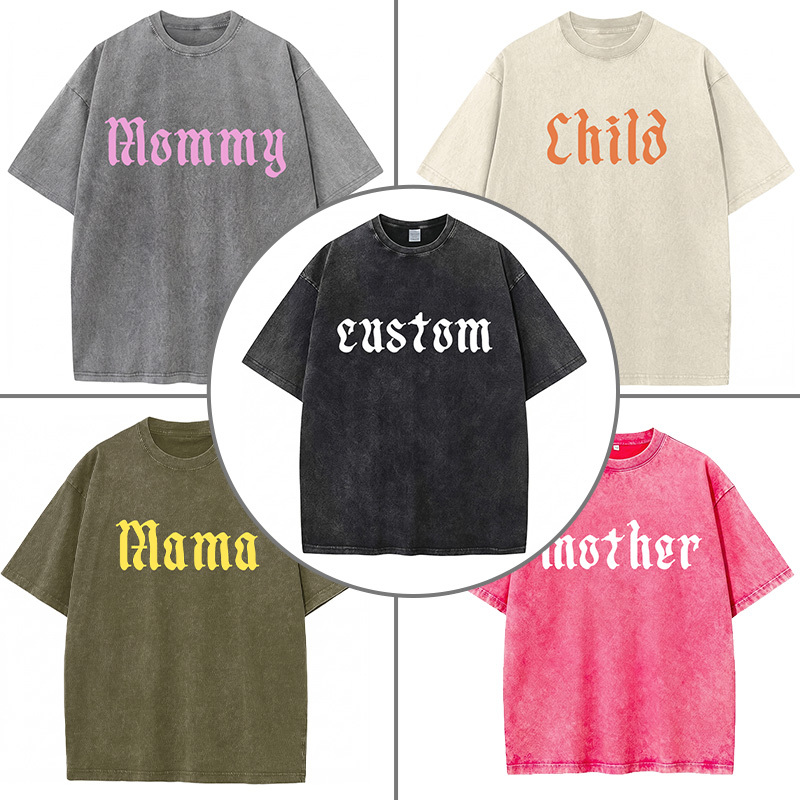 Custom Text Washed Vintage Short‑Sleeve Cool Mother Custom Attitude Tee