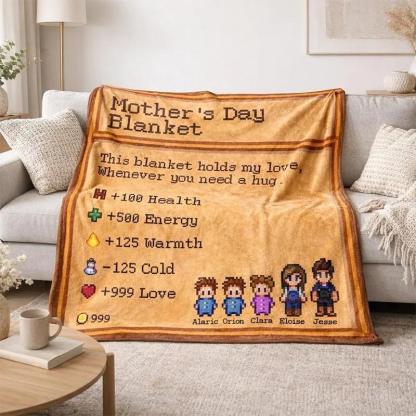 Custom Vintage Pixel Family Mothers Day Gift Blanket