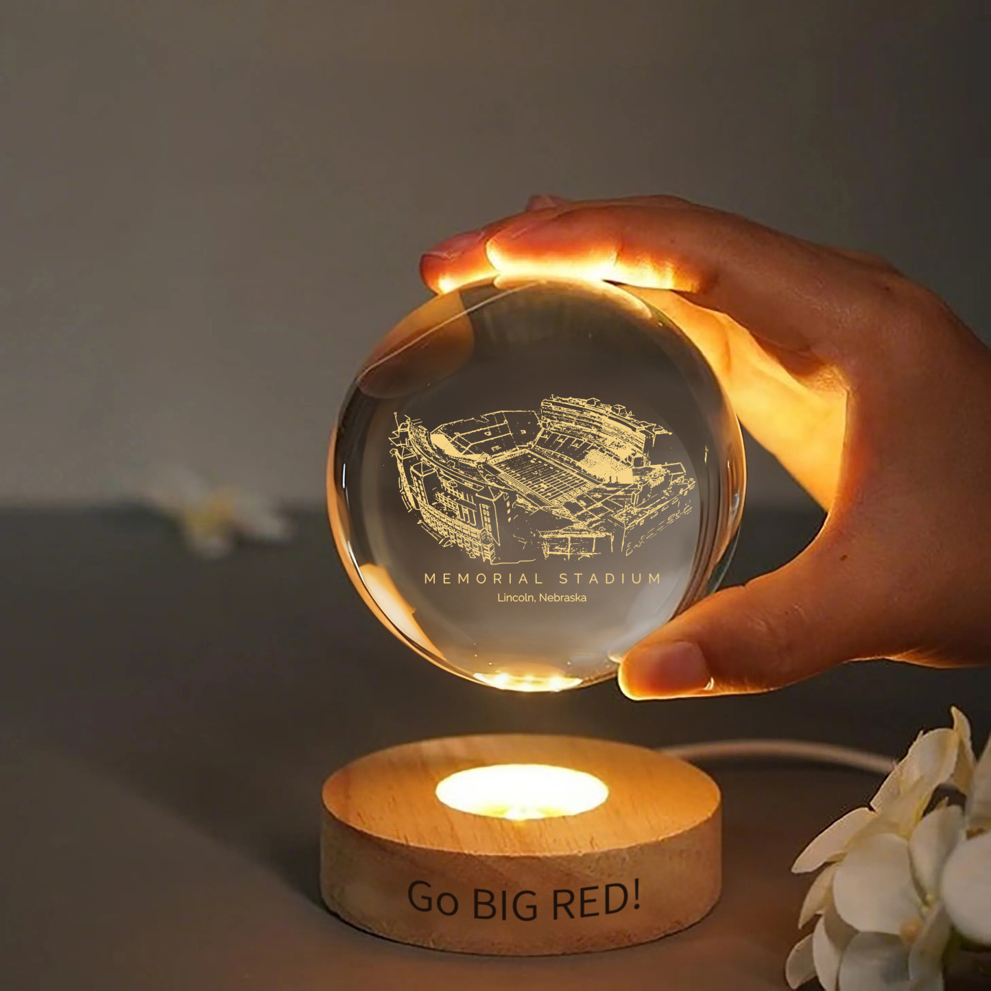Memorial Stadium (Lincoln) 3D Spherical Crystal Ball Lamp