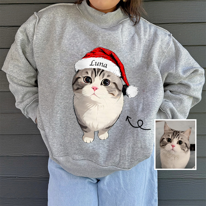 Custom Dog Mom Pet Christmas Mock Neck Reversible Sweatshirt