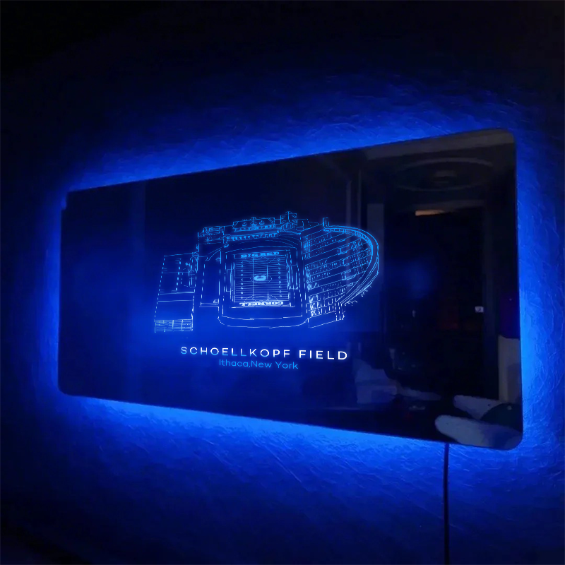 Schoellkopf Field Stadium Mirror Light-Gifts For Sports Lovers、Cornell Big Red、Ithaca New York