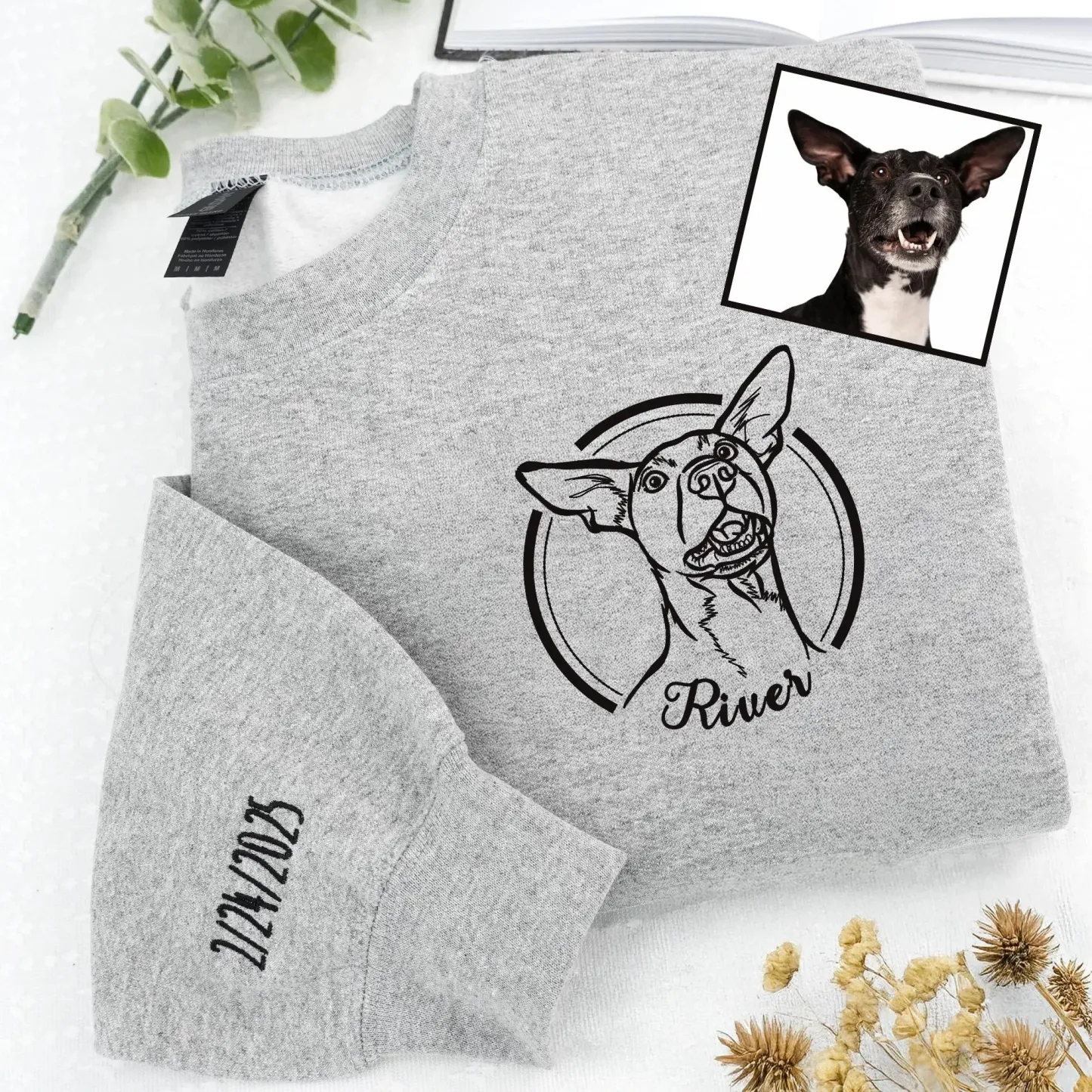 Custom Embroidered Hoodies with Pet Photo - Custom Dog Face Embroidered Sweatshirt from Photo - Personalized Cat Sweatshirt for Mom-forlovever