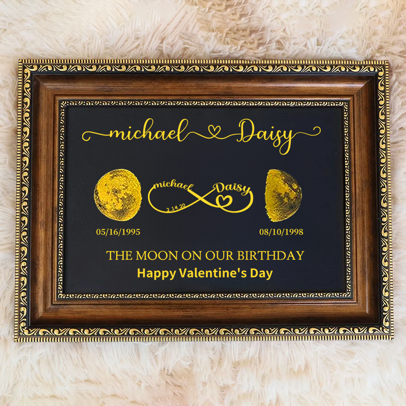 Custom Moon Phase Frame With Text & Date- Custom Art Frame for Mom - Mommy's Universe