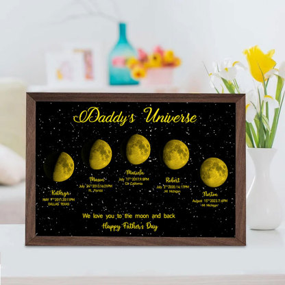 Personalized "We love you to the moon and back"  Wooden Name Family Tree Frame, Custom Last Name Sign for Dad, Fathers' Day Unique Gift for Dad