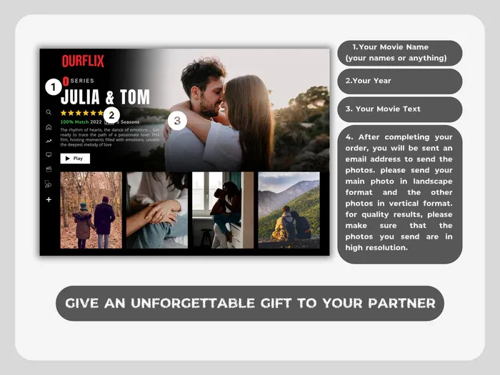 Custom Valentine Movie Photo Frame with Your Love Story