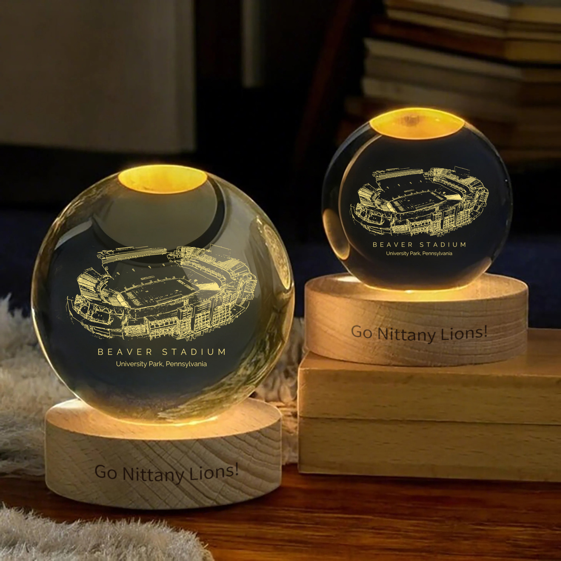 Beaver Stadium 3D Spherical Crystal Ball Lamp