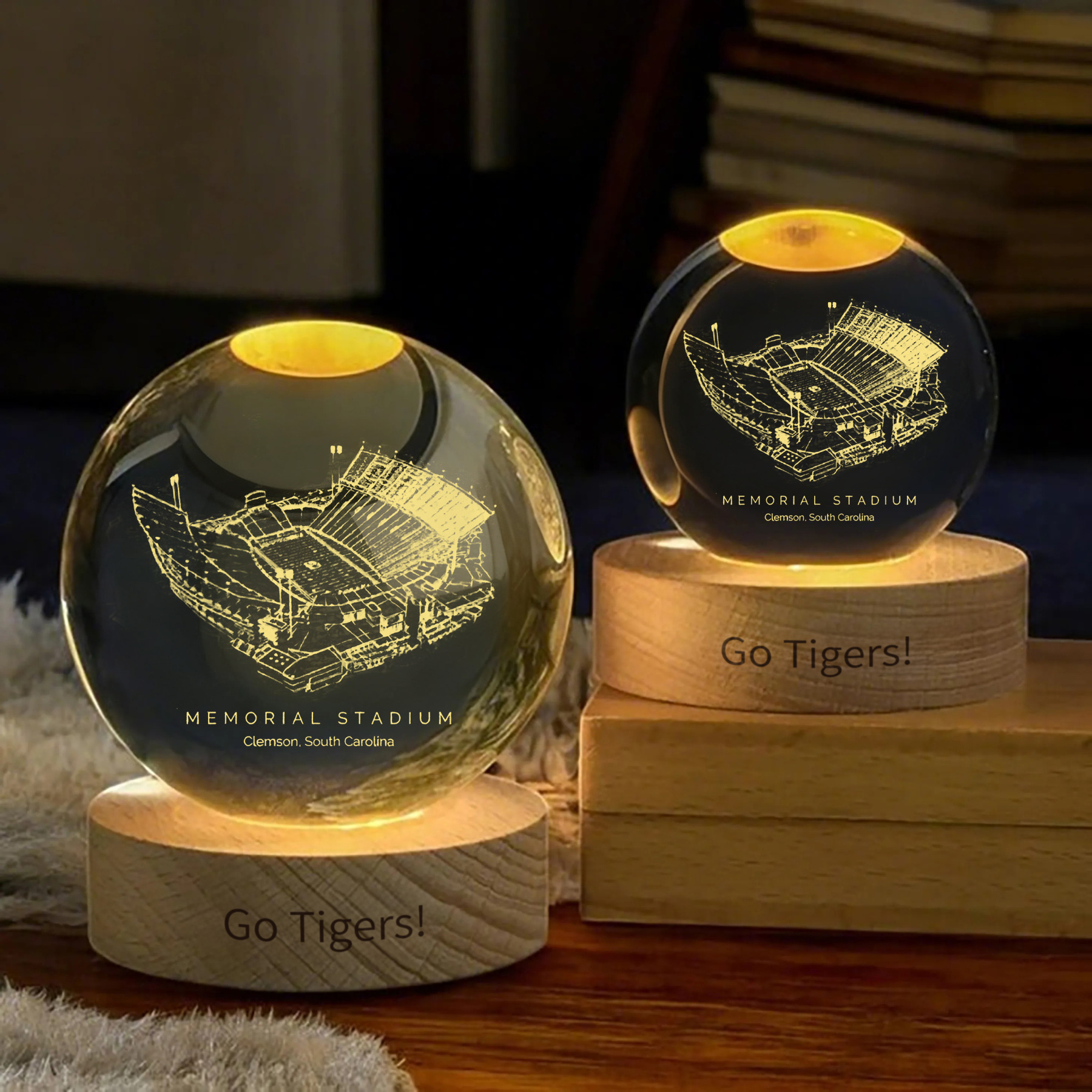 Memorial Stadium (Clemson) 3D Spherical Crystal Ball Lamp