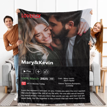 Custom LOVEFLIX Movie Photo Blanket with Your Love Story