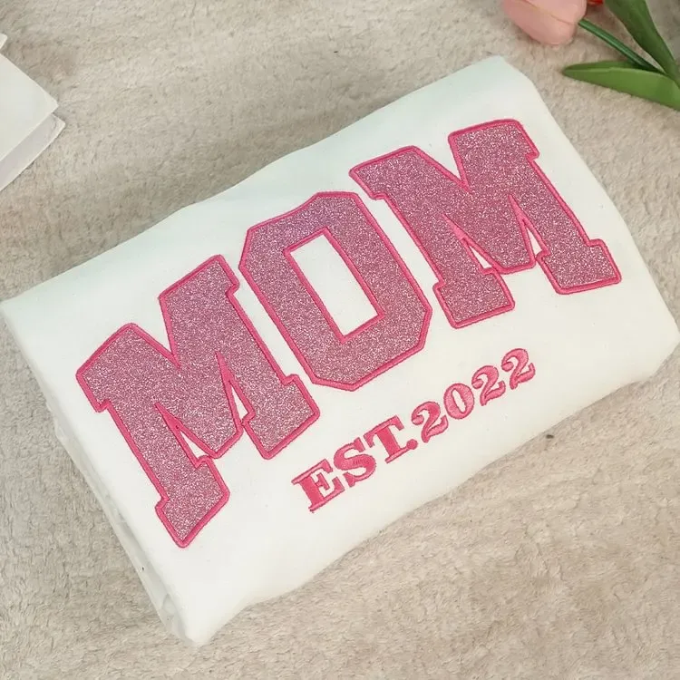 Personalized Mom Est. Year Sweatshirt with Side Bow - Heartfelt Mother's Day Gift for Mom & Grandma