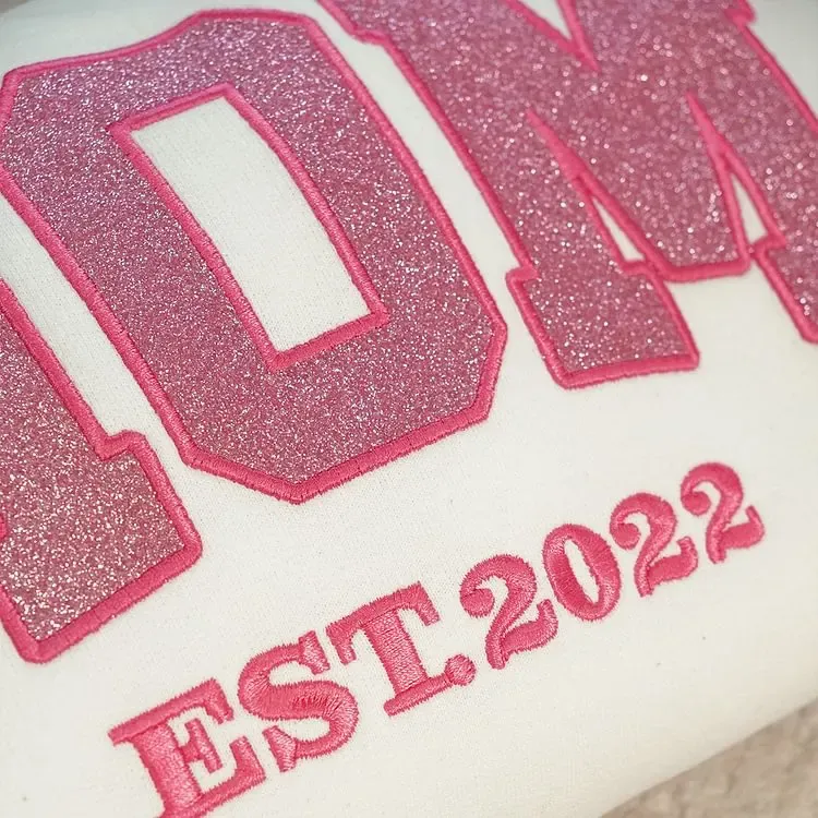 Personalized Mom Est. Year Sweatshirt with Side Bow - Heartfelt Mother's Day Gift for Mom & Grandma