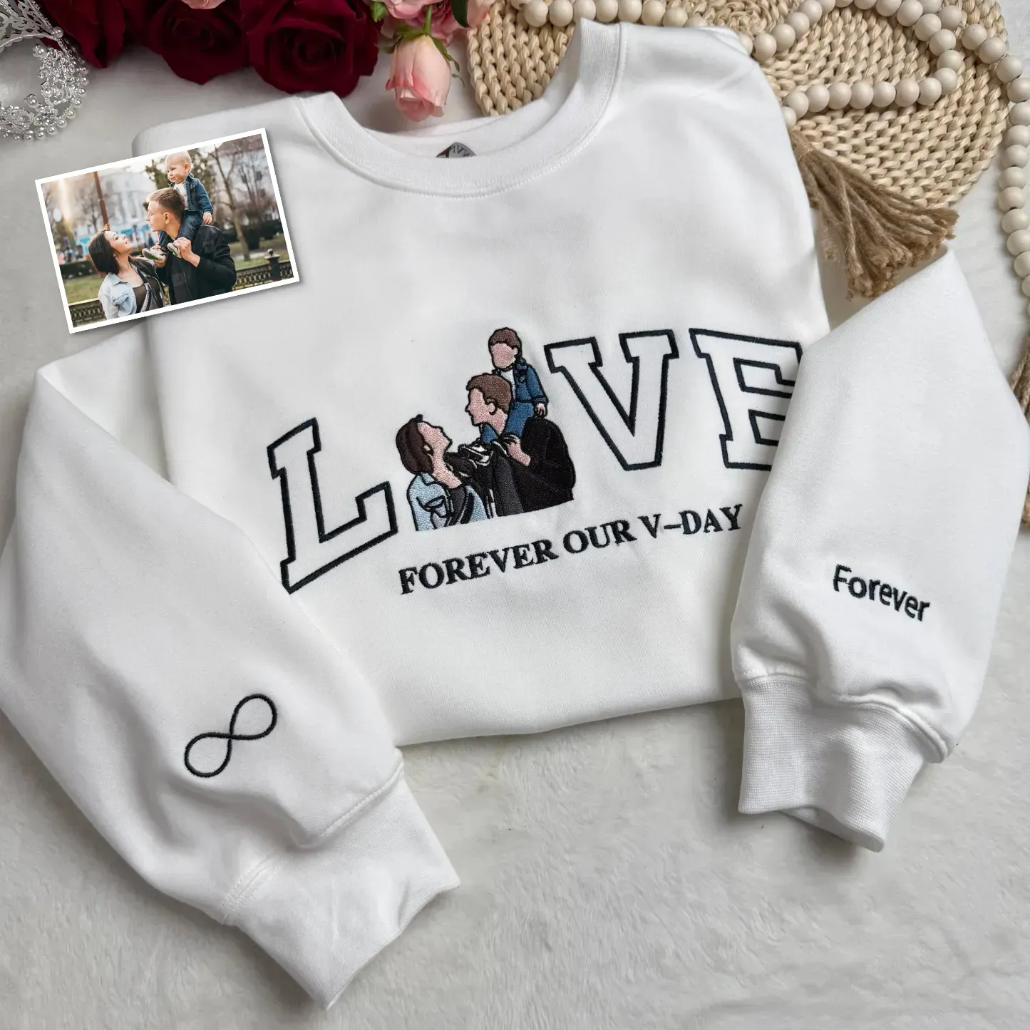 Personalized Mum LOVE Embroidered Photo Sweatshirt/Hoodie/T-shirt