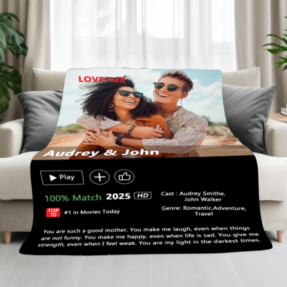 Custom LOVEFLIX Movie Photo Blanket with Your Love Story