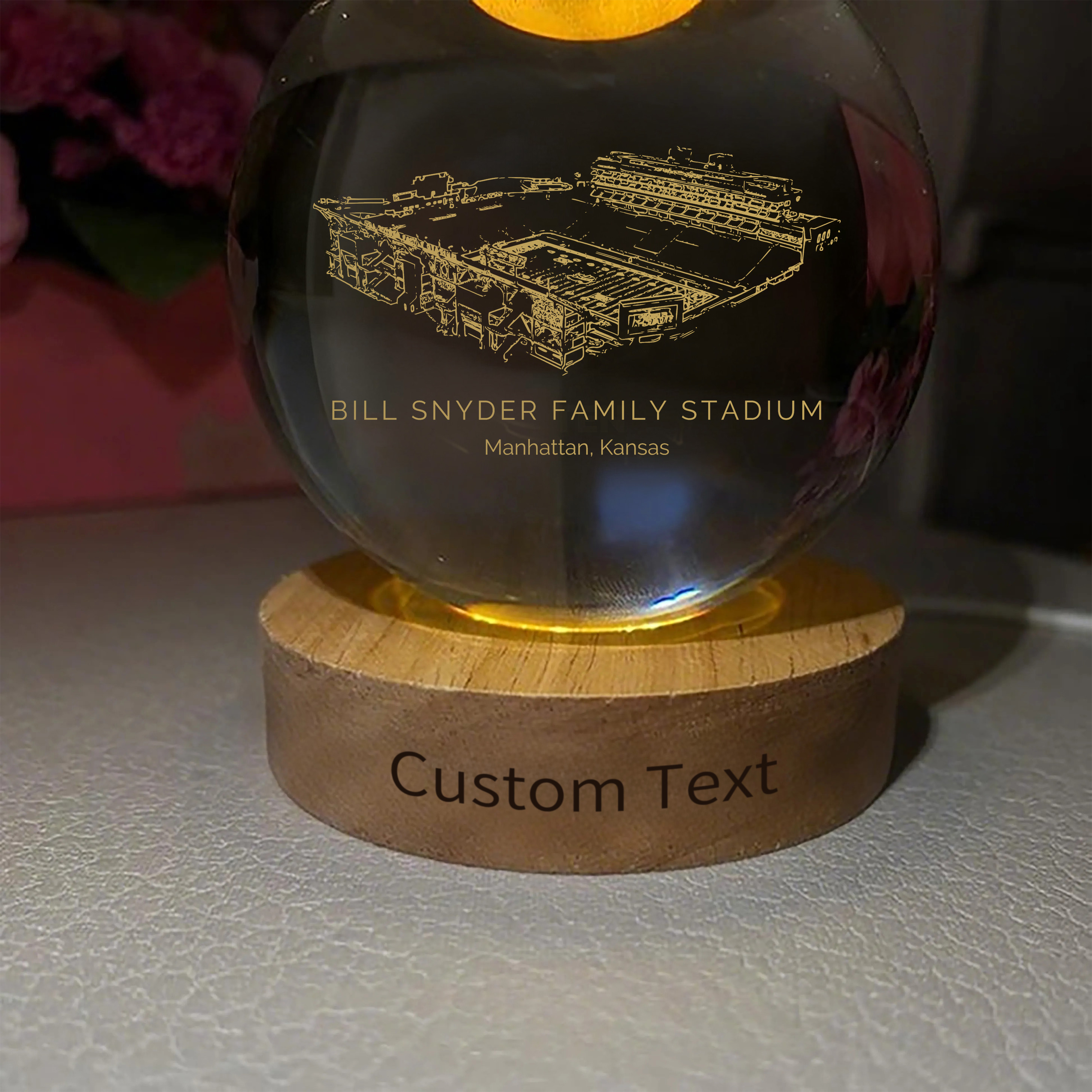 Bill Snyder Family Stadium 3D Spherical Crystal Ball Lamp